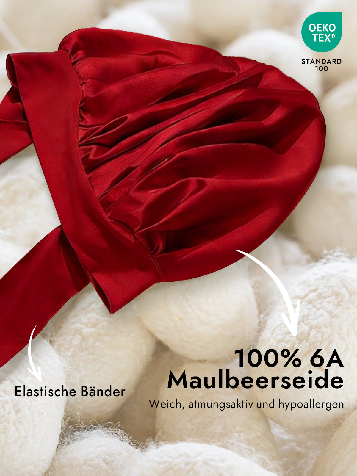 [Rotwein] SilkSilky-DE Reine Seide Sleep Cap 002