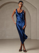 [Dunkelblau] SilkSilky-DE Sleeveless Kleider 005