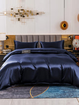 [Dunkelblau] SilkSilky-DE 19Momme Bettwäsche Sets 002