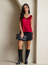 [Rotwein] SilkSilky-DE Sleeveless V Neck Cami Top 007