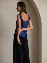 [Dunkelblau] SilkSilky-DE Sleeveless Cami Top 004