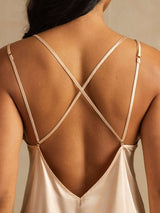 [Hellrosa] SilkSilky-DE Spaghettiträger V Neck Nachthemden 005