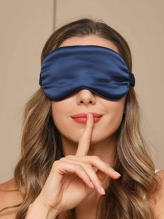 SilkSilky-DE 19Momme Reine Seide Eye Mask Dunkelblau 001