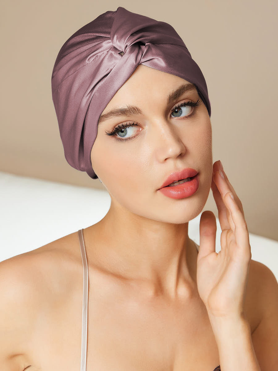 [Blasses Mauve] SilkSilky-DE Reine Seide Sleep Cap 001