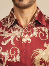[Weinroter Drache] SilkSilky-DE Long Sleeve Lapel Collar Herrenhemd 005