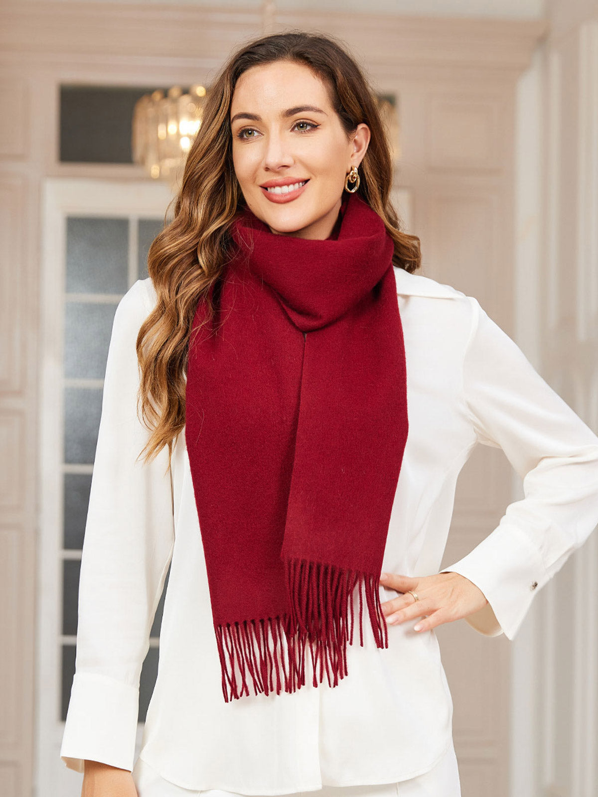 SilkSilky DE Wolle Scarf Dunkelrot 001