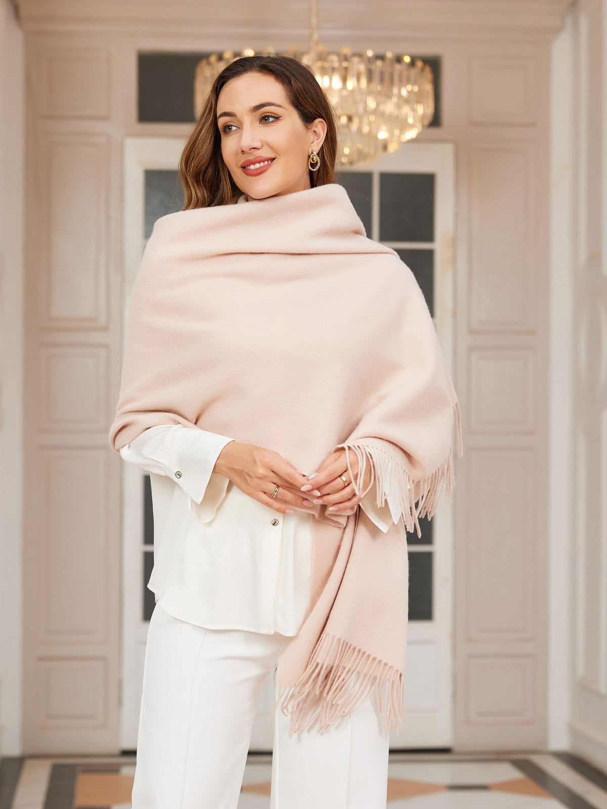 [Beige] SilkSilky-DE Wolle Scarf 003