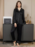 Klassisches Pyjama-Set aus reiner Seide mit Bindebordüre