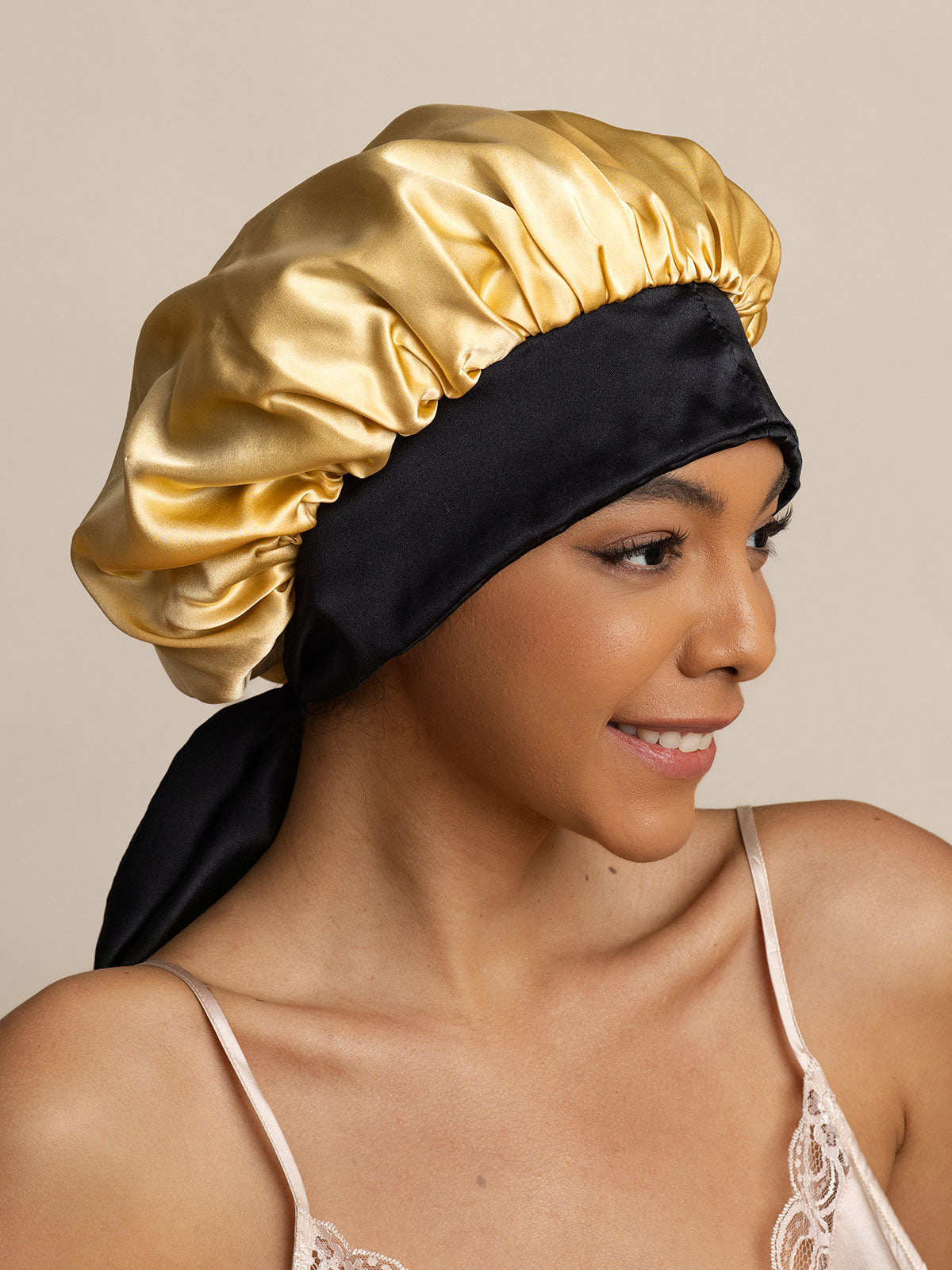 SilkSilky-DE Reine Seide Sleep Cap Champagner 002