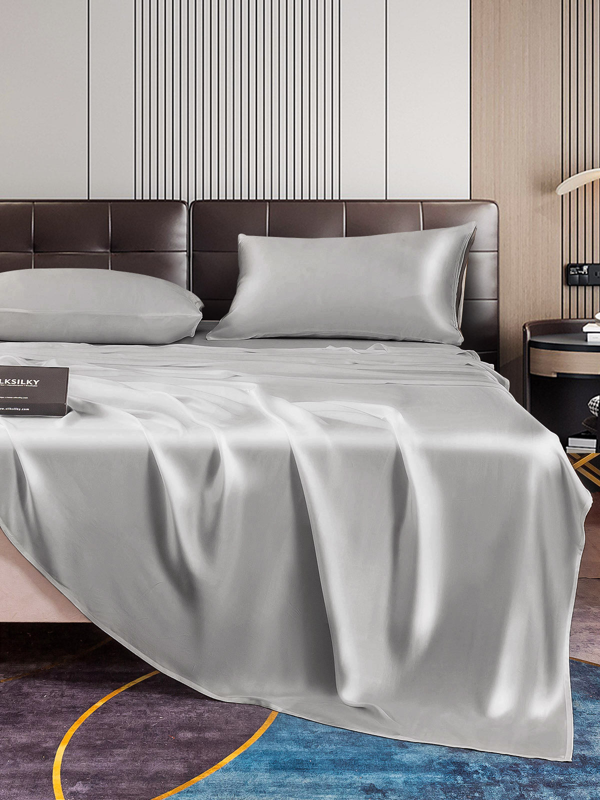 [Silber] SilkSilky-DE 22Momme Reine Seide Bedding Set 006
