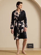 [Schwarz] SilkSilky-DE 19Momme Mens Robe 005