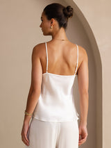 [Weiß] SilkSilky-DE Sleeveless V Neck Cami Top 002