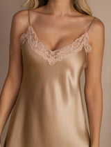 [Champagner] SilkSilky-DE Sleeveless V Neck Nachthemden 008