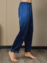 [Dunkelblau] SilkSilky-DE Reine Seide Mens Sleep Bottoms 006,