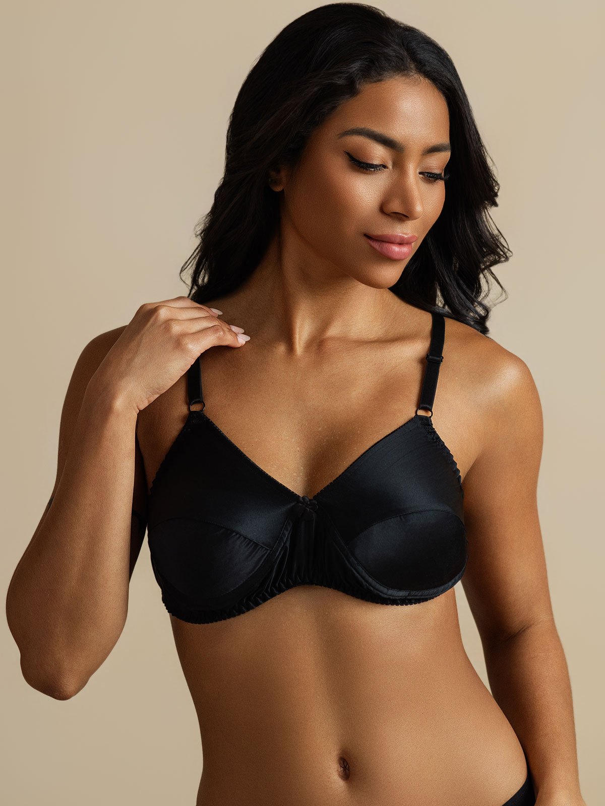 [Schwarz] SilkSilky-DE Reine Seide Bra 007,