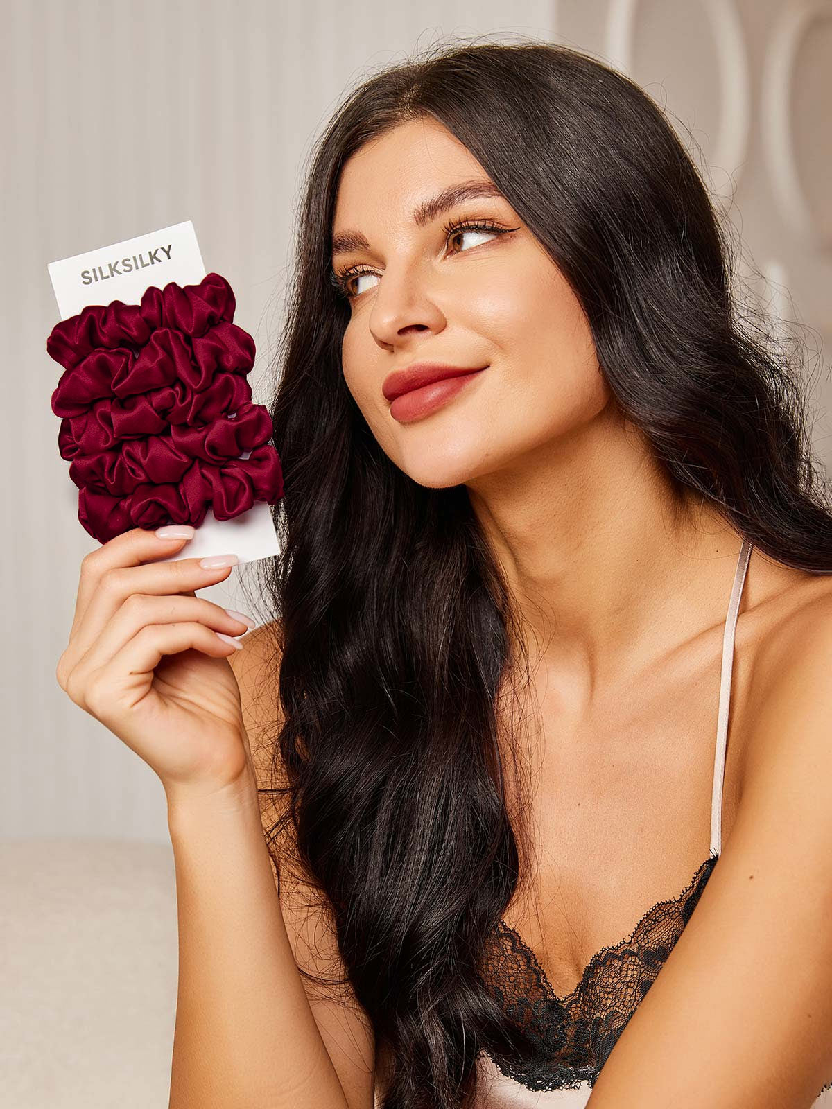 [Fuchsie] SilkSilky-DE 19Momme Reine Seide Scrunchie 001