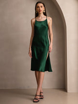 [Dunkelgrün] SilkSilky-DE Sleeveless Kleider 001