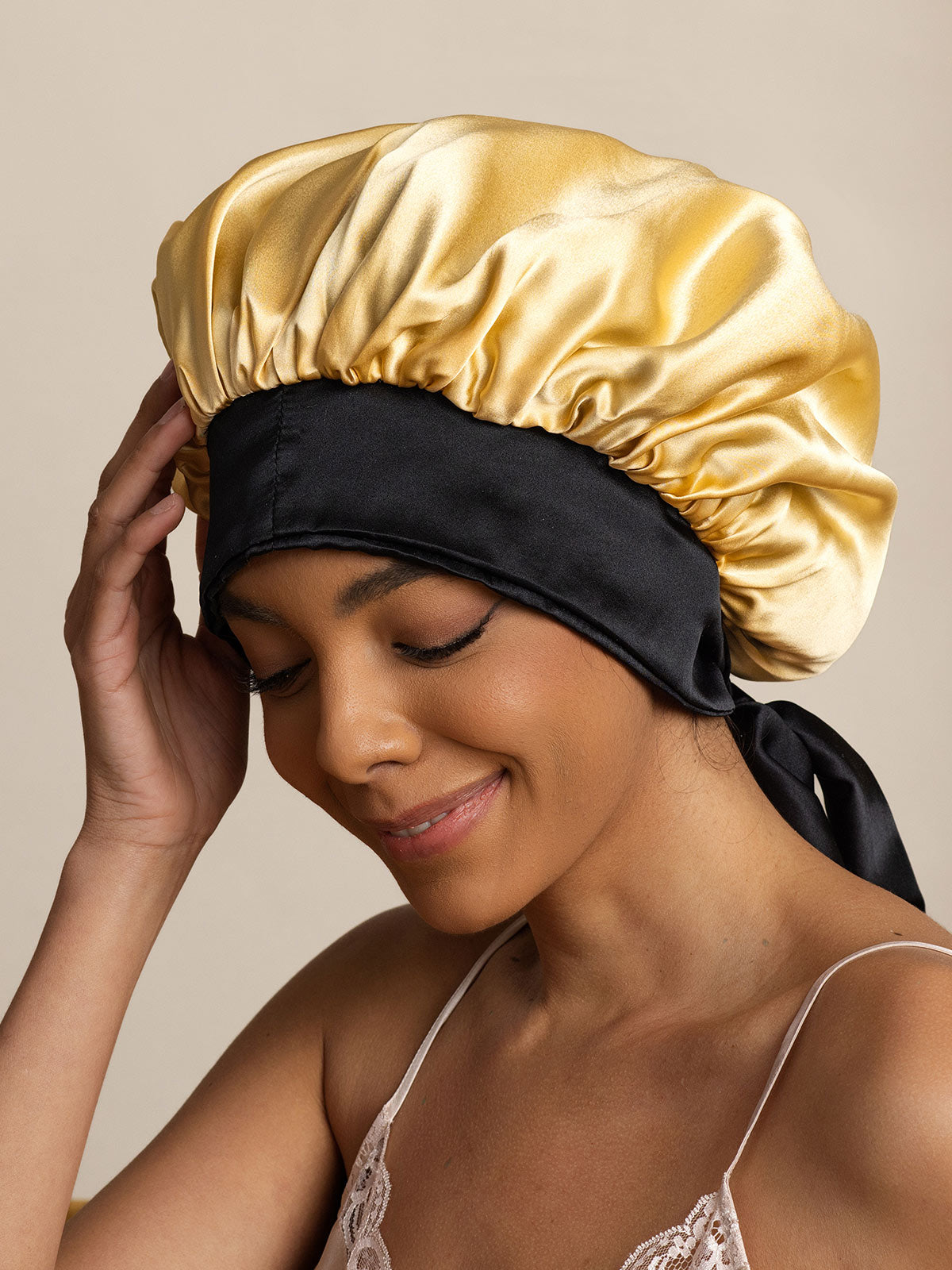 SilkSilky-DE Reine Seide Sleep Cap Champagner 004