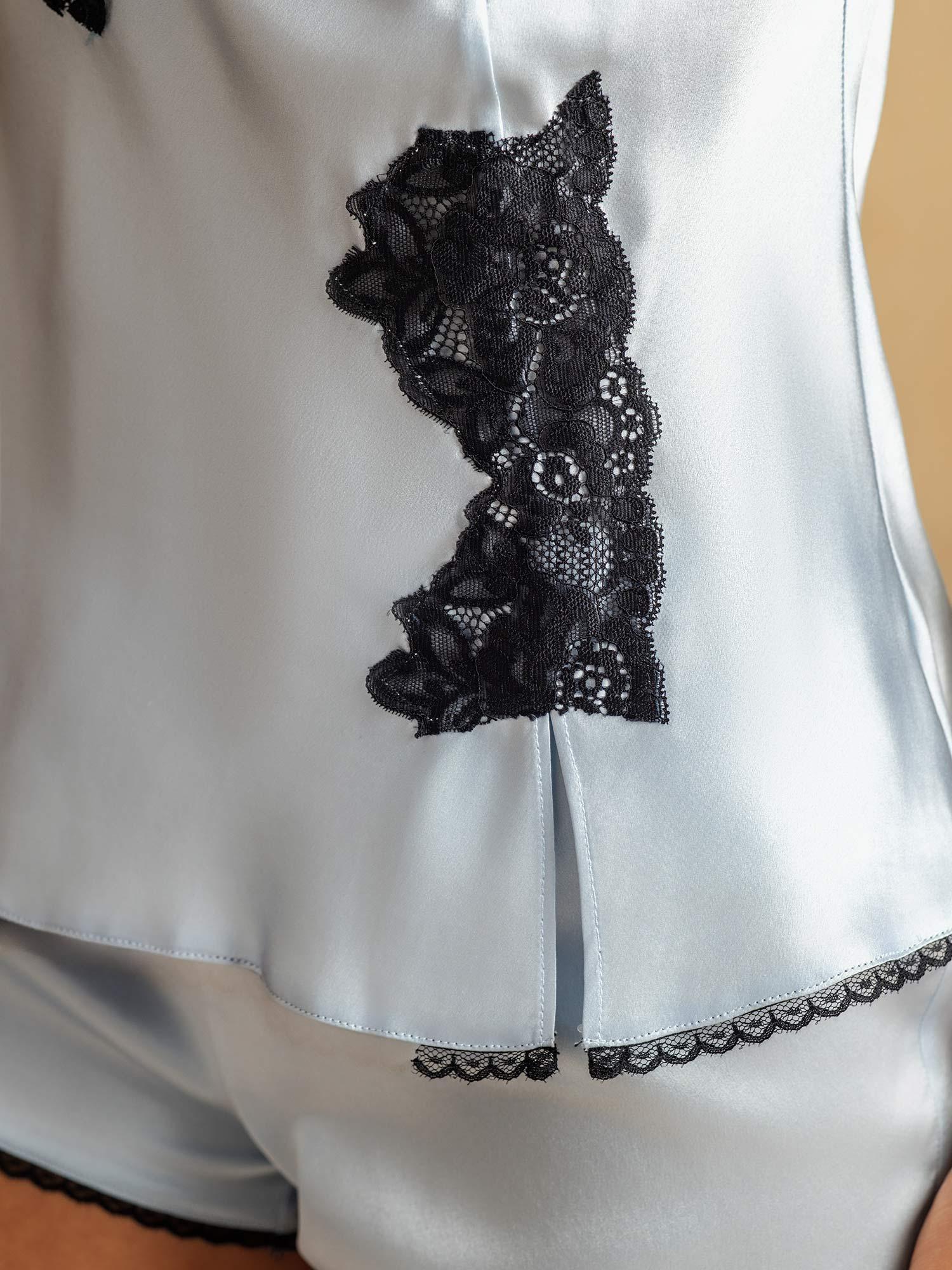 [Himmelblau] SilkSilky-DE Reine Seide Camisole Set 005