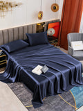 SilkSilky DE 19Momme Reine Seide Bedding Set Dunkelblau 001