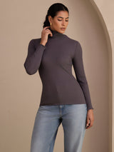 [Dunkelgrau] SilkSilky-DE Long Sleeve Turtle Neck T-Shirt 003