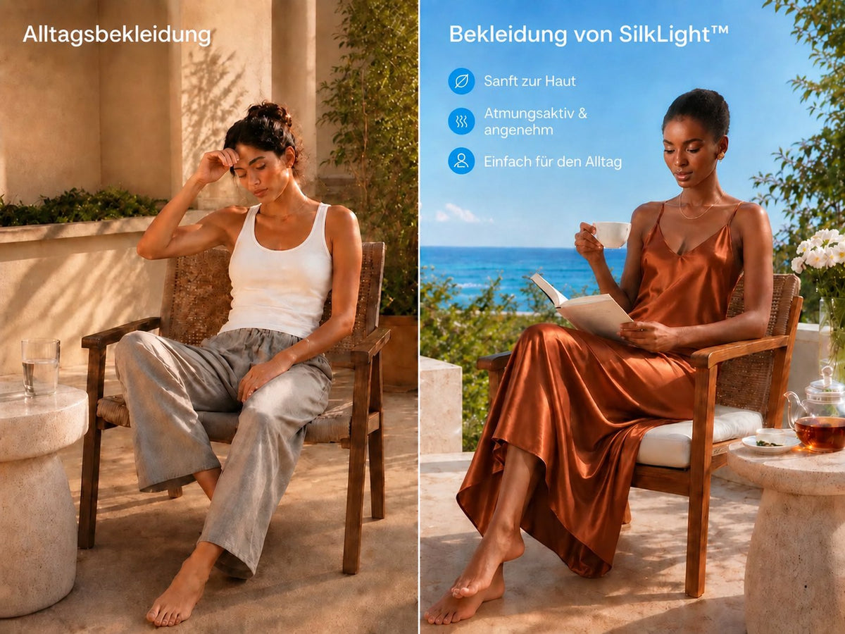 100% Maulbeerseide Midikleid mit Spaghettiträgern sowie V-Ausschnitt und Kreuzrücken - Detail 1