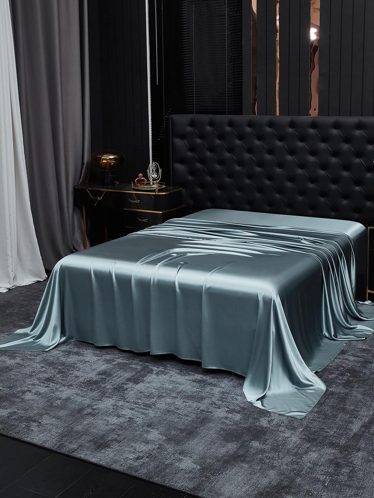 [Graublau] SilkSilky-DE 19Momme Reine Seide Sheet 001