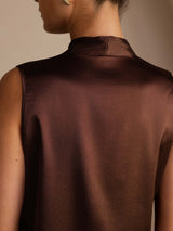 [Dunkle Schokolade] SilkSilky-DE Sleeveless Tie Neck Cami Top 005
