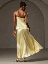 [Gelb] SilkSilky-DE Spaghetti Strap Cowl Neck Cami Top 002