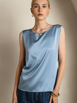 [Graublau] SilkSilky-DE Sleeveless Round Neck Cami Top 004