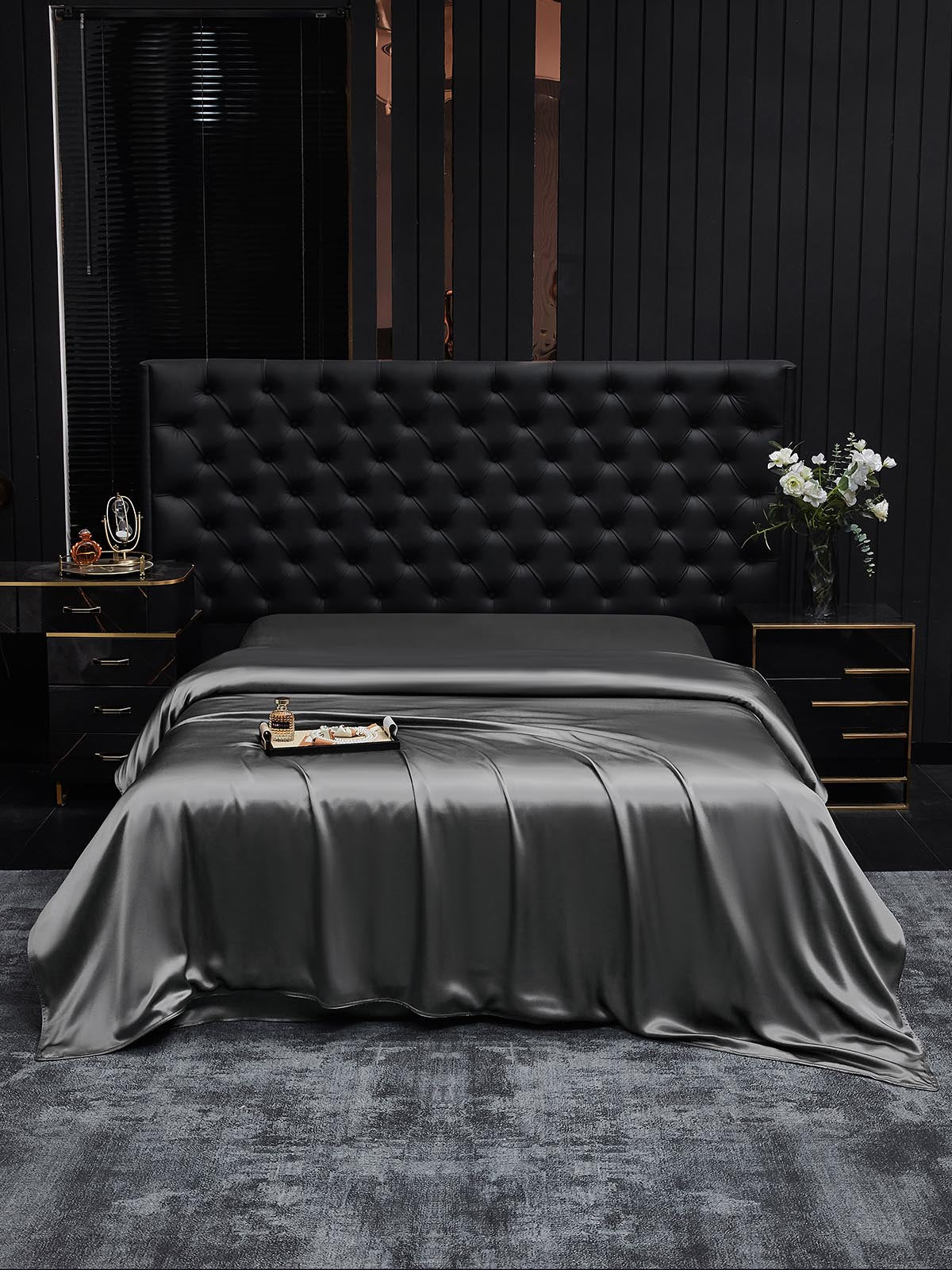 [Dunkelgrau] SilkSilky-DE 19Momme Reine Seide Duvet Cover 002