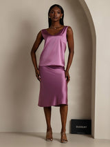 [Dunkelviolett] SilkSilky-DE Sleeveless V Neck Cami Top 005
