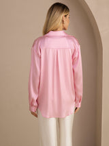 [Rosa Nadelstreifen] SilkSilky-DE Long Sleeve Lapel Collar Damenhemd 002