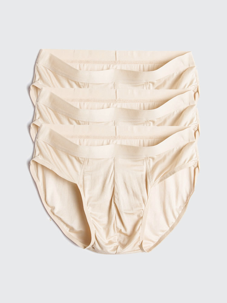 [Beige] SilkSilky-DE Reine Seide Mens Underwear 004