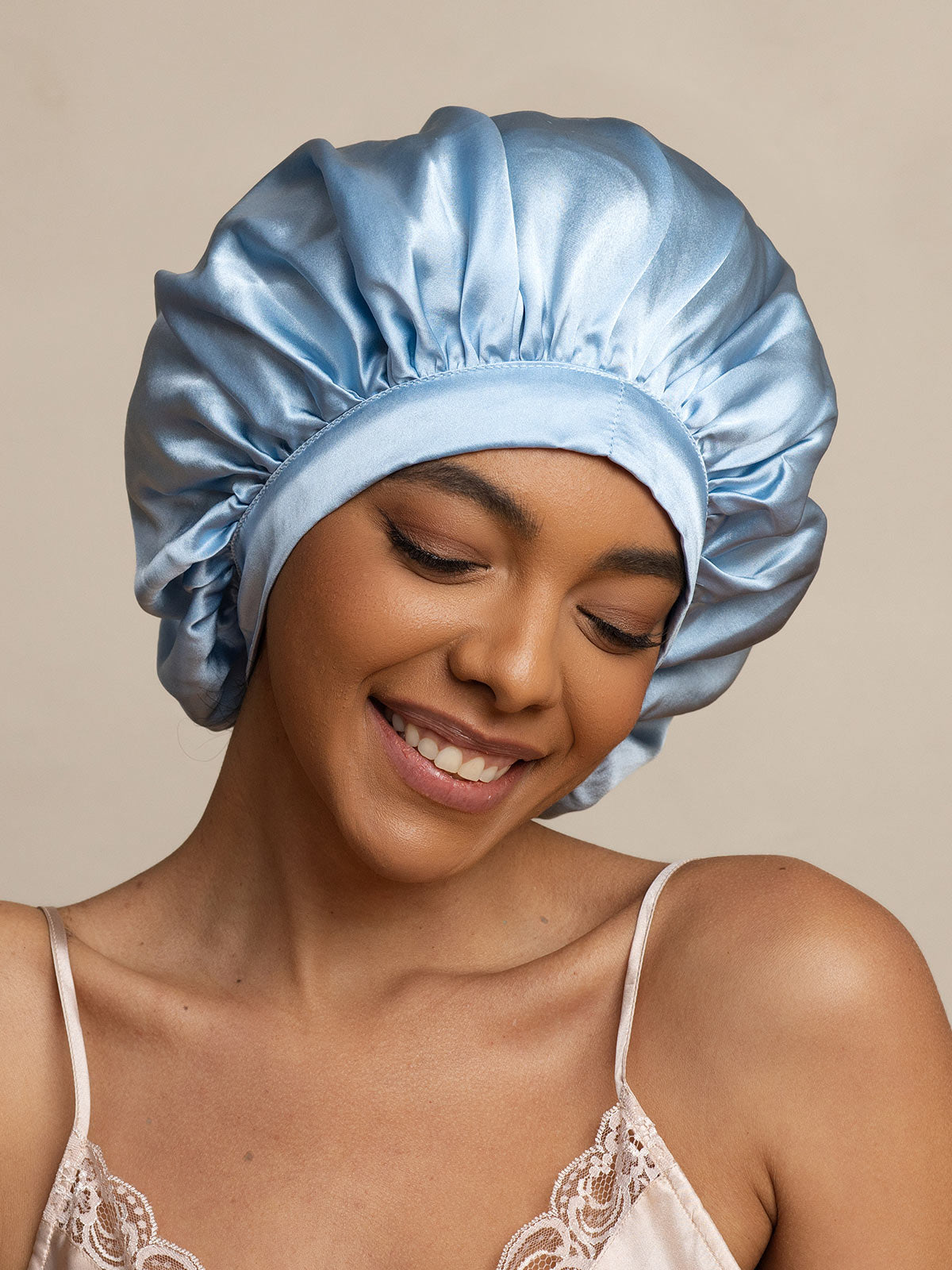 [Hellblau] SilkSilky-DE Reine Seide Sleep Cap 004