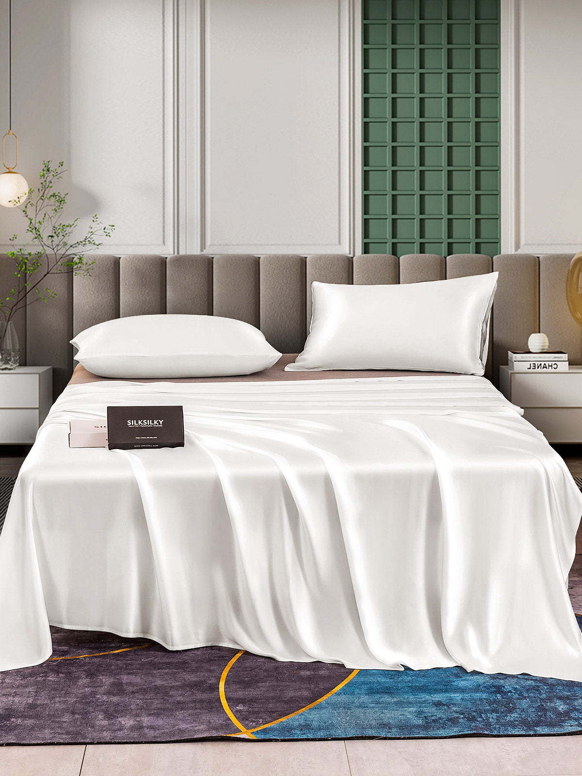 [Weiß] SilkSilky-DE 25Momme Reine Seide Bedding Set 001,