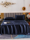 SilkSilky DE 19Momme Reine Seide Bedding Set Dunkelblau 002