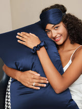 [Dunkelblau] SilkSilky-DE 19Momme Reine Seide Pillowcase Set 003
