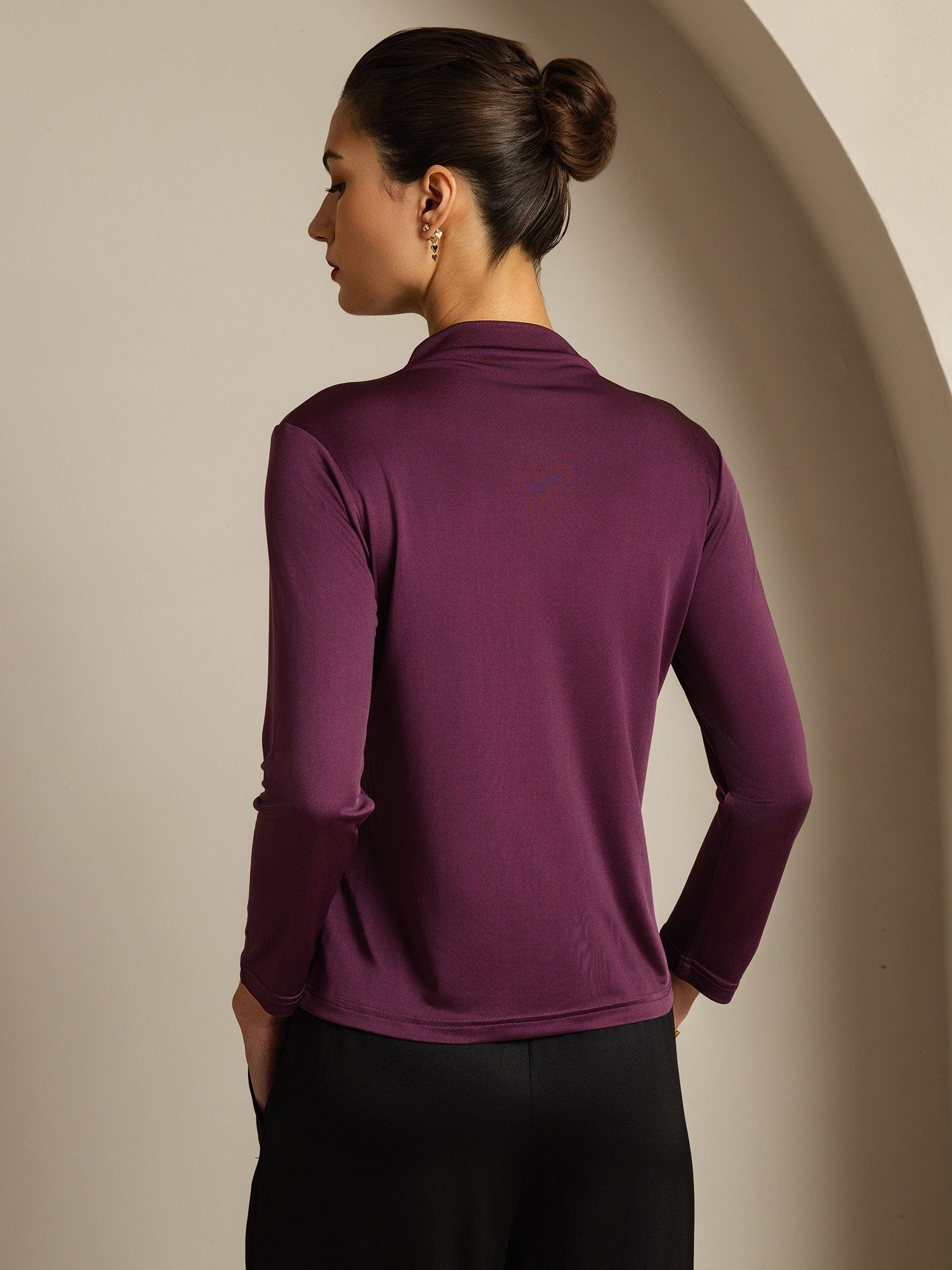 [Violett] SilkSilky-DE Reine Seide Womens T-Shirt 002