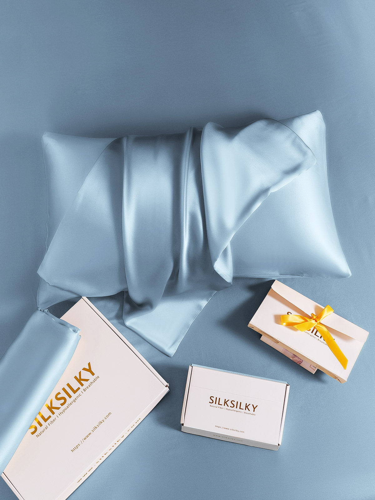 [Hellblau] SilkSilky-DE 19Momme Reine Seide Pillowcase 006
