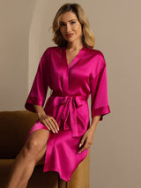 [Rosarot] SilkSilky-DE 3/4 Sleeve Damen Morgenmantel 004