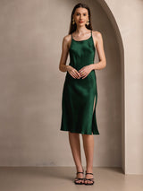[Dunkelgrün] SilkSilky-DE Sleeveless Kleider 006