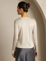 [Grau] SilkSilky-DE Long Sleeve Crew-Ausschnitt T-Shirt 002