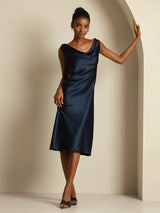 [Dunkelblau] SilkSilky-DE Sleeveless Cowl Neck Kleider 005