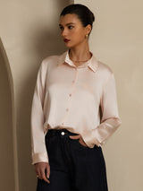 [Hellrosa] SilkSilky-DE Long Sleeve Lapel Collar Damenhemd 008