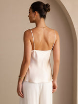 [Beige] SilkSilky-DE Sleeveless V Neck Cami Top 002