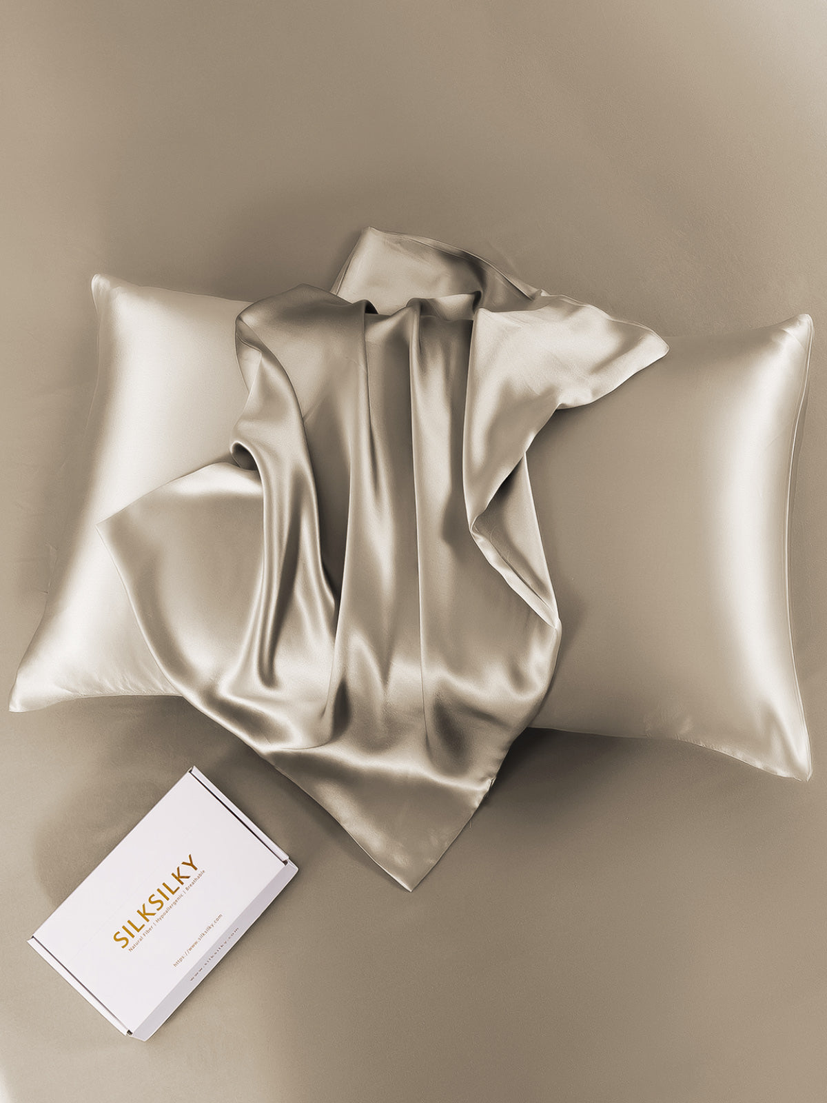 [Khaki] SilkSilky-DE 22Momme Reine Seide Pillowcase 003