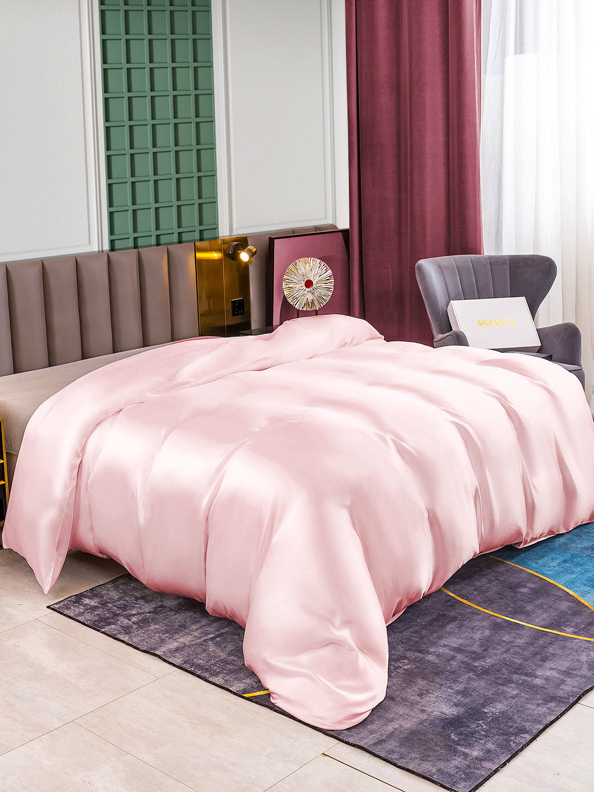 SilkSilky-DE 25Momme Reine Seide Duvet Cover Rosa 001