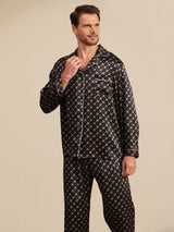 [Schwarze Kette] SilkSilky-DE Long Sleeve Notch-Kragen Herren Pyjamas 002