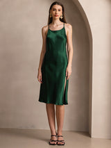 [Dunkelgrün] SilkSilky-DE Sleeveless Kleider 007